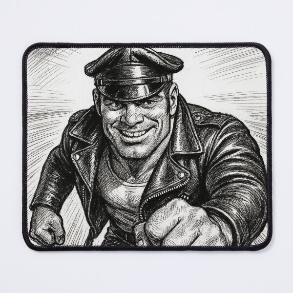 Item preview, Gay Leather Daddy On My Way Tom of Finland Tribute Charcoal Sketch Gay Pride Art Design designed and sold by ItsAKinkThing.