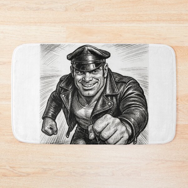 Item preview, Gay Leather Daddy On My Way Tom of Finland Tribute Charcoal Sketch Gay Pride Art Design designed and sold by ItsAKinkThing.