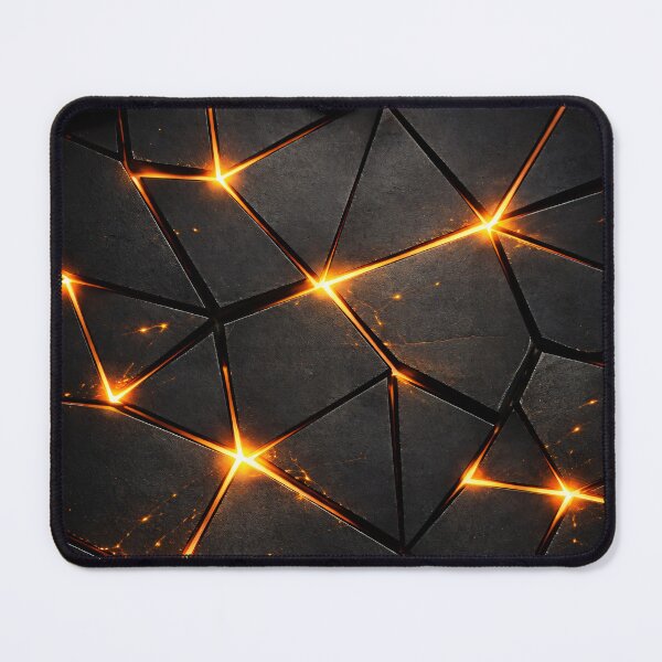 Item preview, Glowing Orange Cracked Black Geometric Abstract Art Print designed and sold by Kaleidoscope Print.