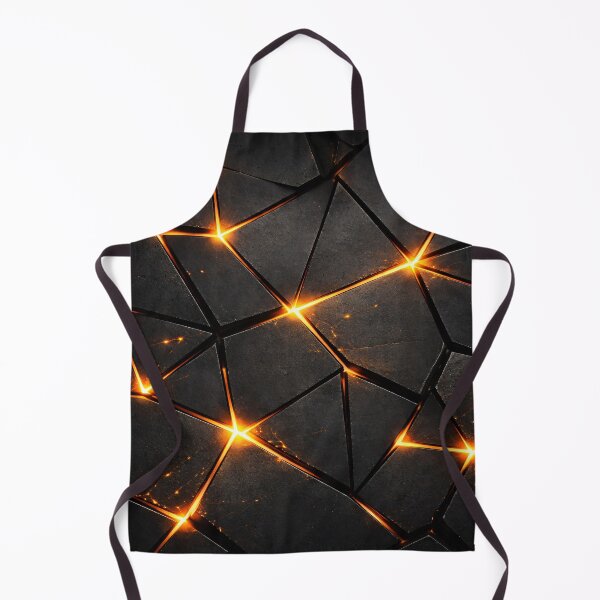 Item preview, Glowing Orange Cracked Black Geometric Abstract Art Print designed and sold by Kaleidoscope Print.