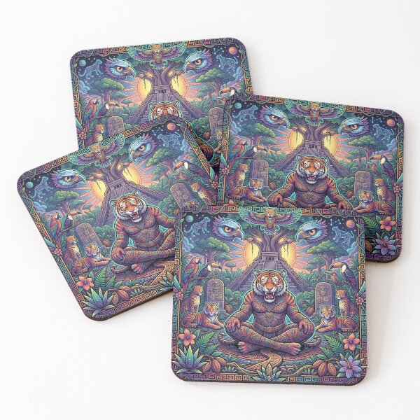 Item preview, FANTASY ANCIENT TIGER JAGUAR Jungle Temple Asia America Ancient Cultures designed and sold by Jt41.