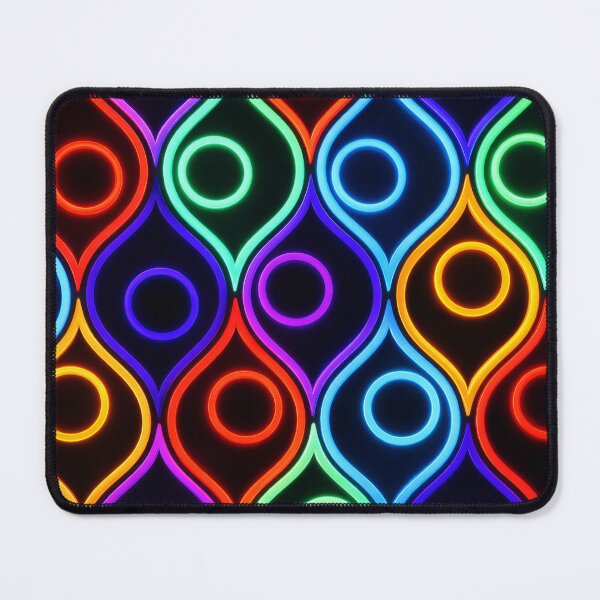 Item preview, Colorful Neon Geometric Pattern Retro Glow Abstract Art Print designed and sold by Kaleidoscope Print.