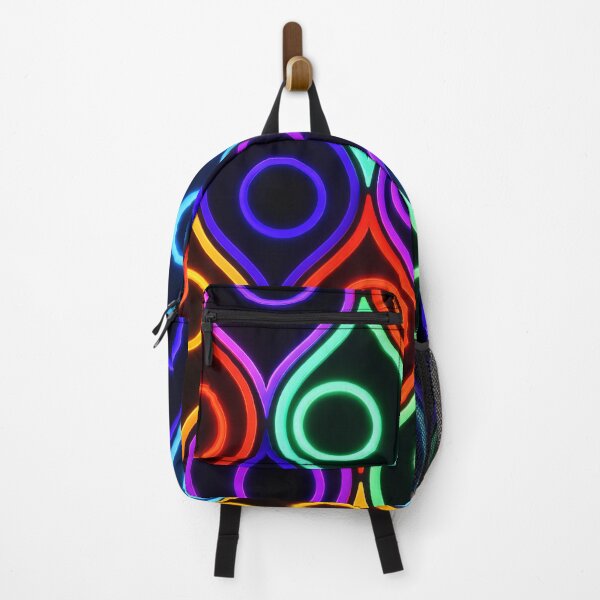 Item preview, Colorful Neon Geometric Pattern Retro Glow Abstract Art Print designed and sold by Kaleidoscope Print.