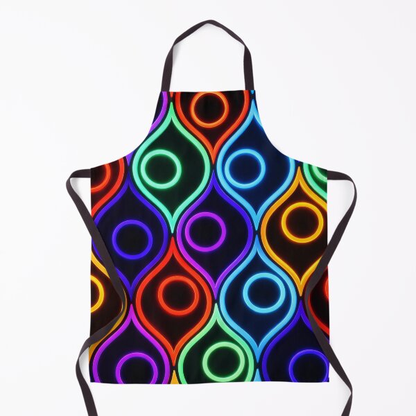 Item preview, Colorful Neon Geometric Pattern Retro Glow Abstract Art Print designed and sold by Kaleidoscope Print.