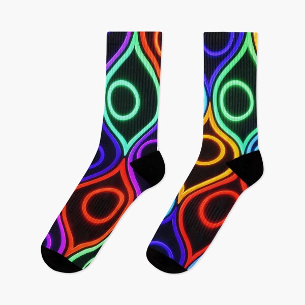 Item preview, Colorful Neon Geometric Pattern Retro Glow Abstract Art Print designed and sold by Kaleidoscope Print.