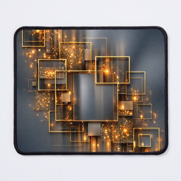 Item preview, Golden Geometric Squares Abstract Luxe Modern Art Print designed and sold by Kaleidoscope Print.