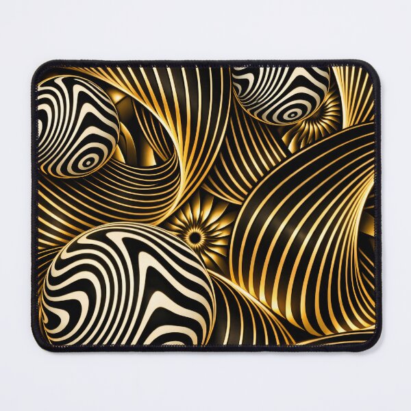 Item preview, Black Gold Op Art Swirl Spheres Abstract Luxe Pattern Print designed and sold by Kaleidoscope Print.