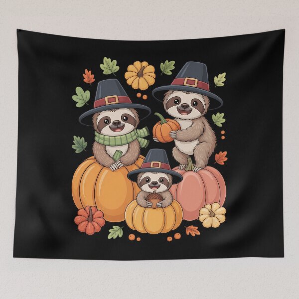 Item preview, Sloth Pumpkin Leopard Buffalo Plaid Fall Thanksgiving designed and sold by Moon-Ape.