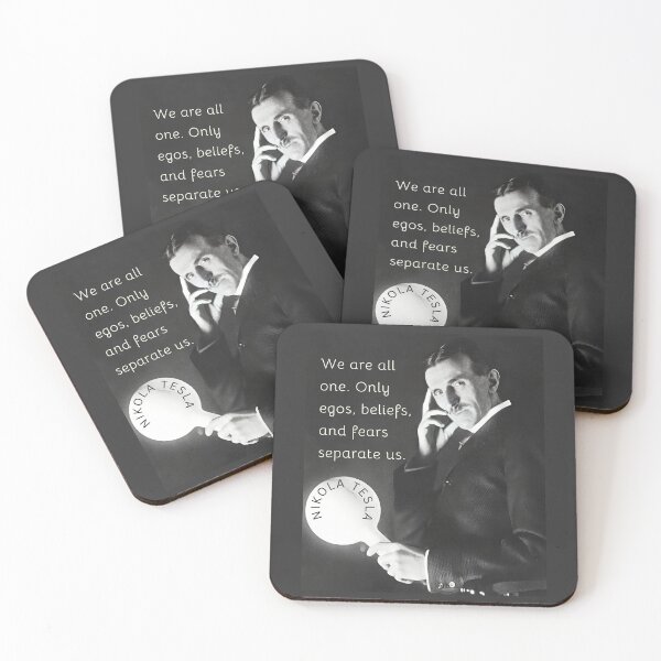 Item preview, Nikola Tesla portrait and quote. We are all one. Only egos, beliefs and fears separate us. designed and sold by artbleed.