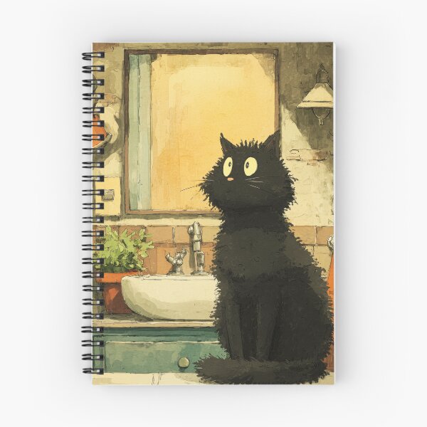 Item preview, Black Cat in a Cozy Bathroom – The Secret Life of Cats designed and sold by Erika Kaisersot.