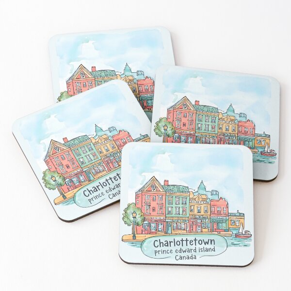 Item preview, Charlottetown PEI Canada Cute Colorful Skyline Buildings Architecture designed and sold by HowToCanadian.