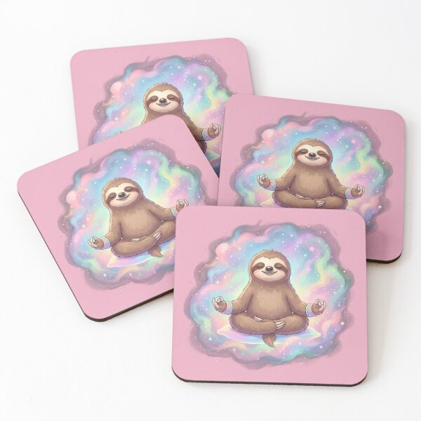 Item preview, A brown sloth sitting in a yoga meditation pose. designed and sold by FluffyGallery.