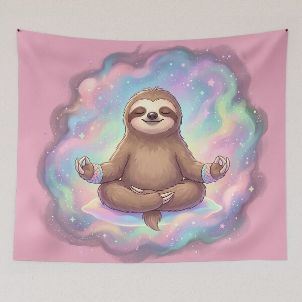 Item preview, A brown sloth sitting in a yoga meditation pose. designed and sold by FluffyGallery.