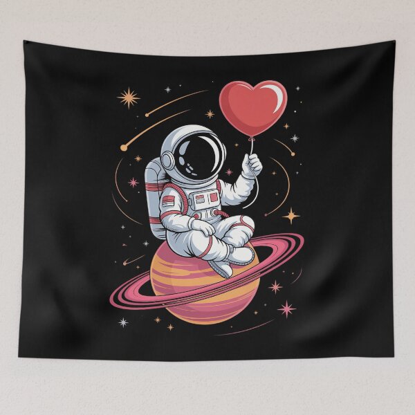 Item preview, Space Astronaut Saturn Heart Balloon Valentine's Day designed and sold by papertaless.