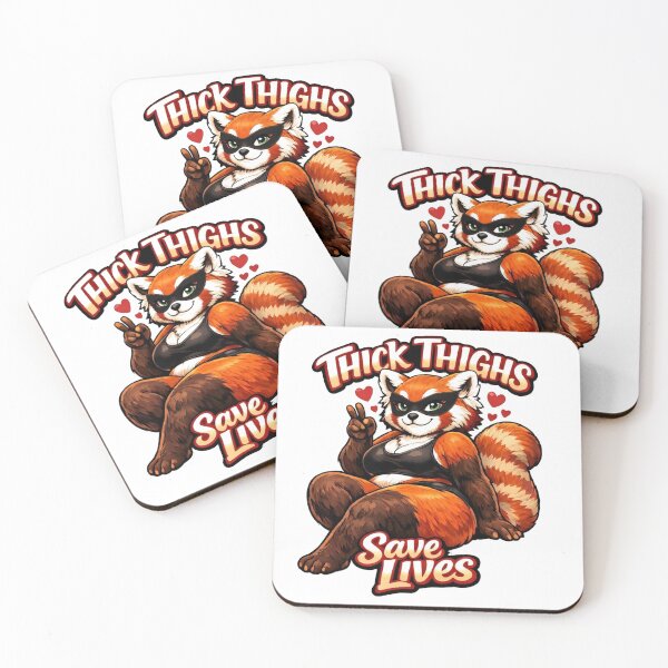 Item preview, Thick Thighs Save Lives Red Panda – Cute Body Positive Animal Illustration designed and sold by InkedRebel.