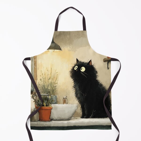 Item preview, Black Cat in a Cozy Bathroom – The Secret Life of Cats designed and sold by Erika Kaisersot.