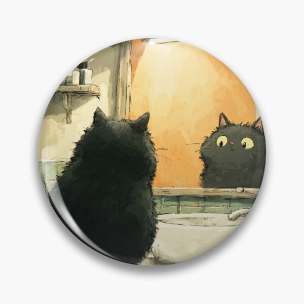 Item preview, Black Cat Looking in the Mirror – The Secret Life of Cats designed and sold by Erika Kaisersot.