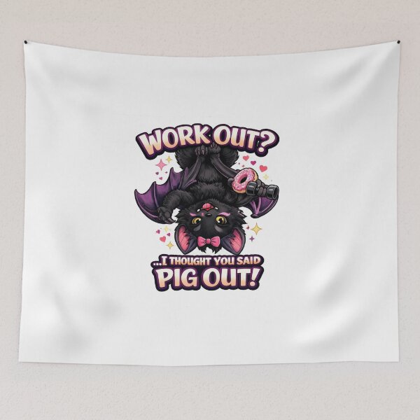 Item preview, Work Out? I Thought You Said Pig Out – Funny Gym Bat With Donut designed and sold by InkedRebel.