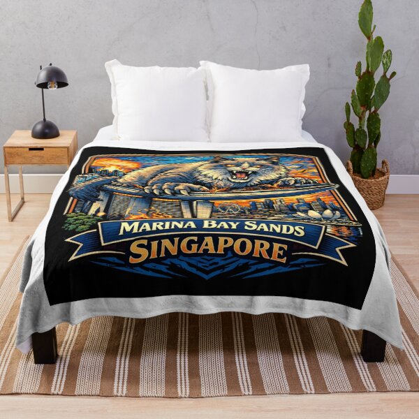 Item preview, Kaiju Cat Destroying Marina Bay Sands – Funny Cat Sticker & T-Shirt designed and sold by The Cat-astrophic Corporation.