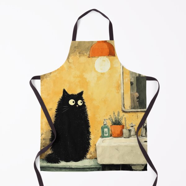 Item preview, Black Cat Under Warm Bathroom Light – The Secret Life of Cats designed and sold by Erika Kaisersot.