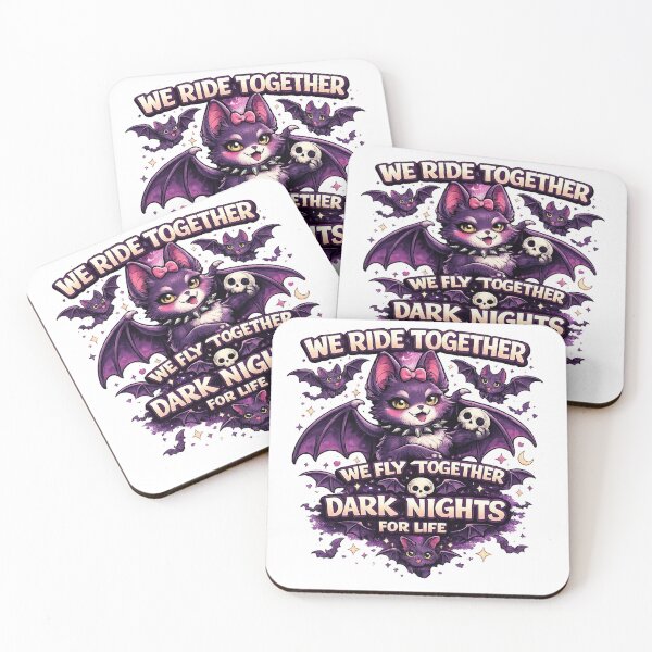 Item preview, We Ride Together We Fly Together – Dark Nights For Life Cute Gothic Bat Cat designed and sold by InkedRebel.