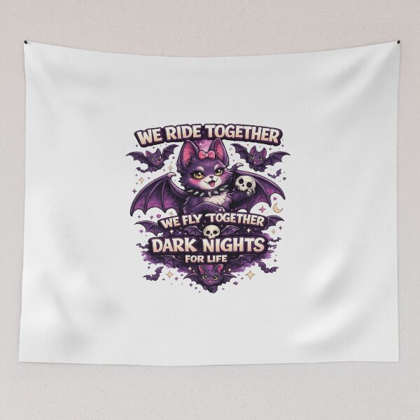 Item preview, We Ride Together We Fly Together – Dark Nights For Life Cute Gothic Bat Cat designed and sold by InkedRebel.