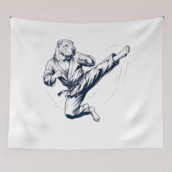 Item preview, Vintage Chinese Shar Pei Doing Karate Martial Art Dog Lover designed and sold by TerryConnells.