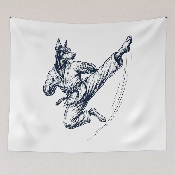 Item preview, Vintage Doberman Pinscher Doing Karate Martial Art Dog Lover designed and sold by TerryConnells.