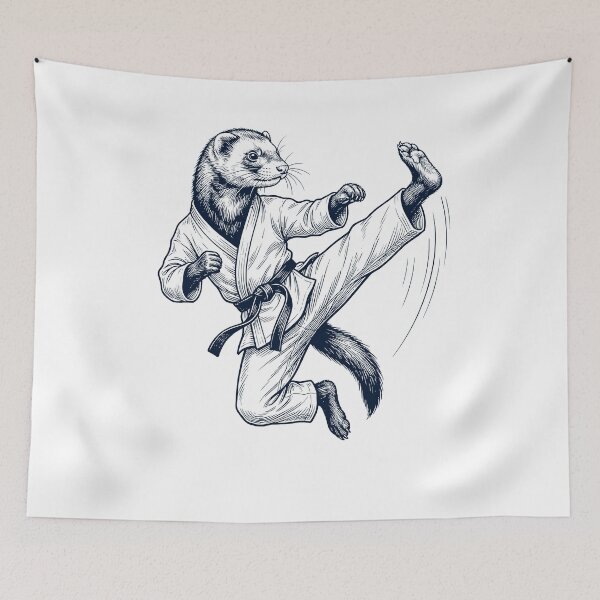 Item preview, Vintage Ferret Doing Karate Martial Art Animal Lover designed and sold by TerryConnells.