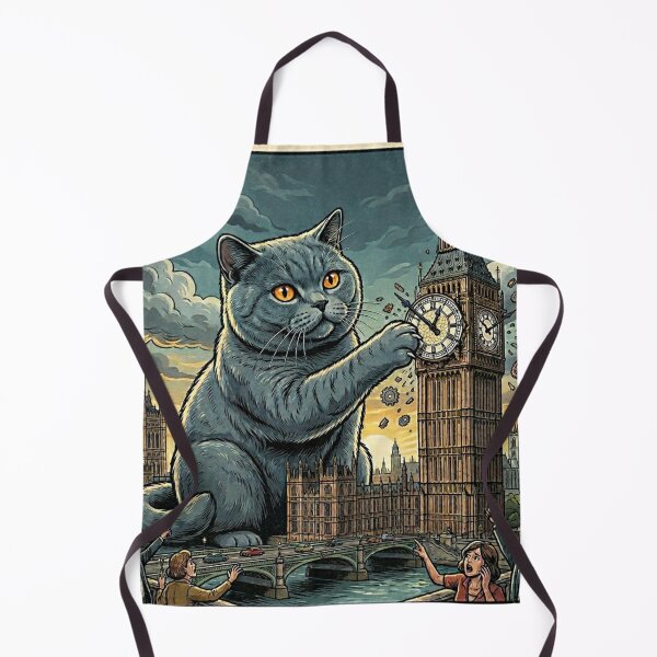 Item preview, Kaiju Cat Destroying Big Ben in London – Funny Cat Sticker & T-Shirt designed and sold by The Cat-astrophic Corporation.