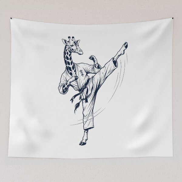 Artikelvorschau, Vintage-Giraffe beim Karate – Kampfsport-Tierliebhaber entworfen und verkauft von TerryConnells.