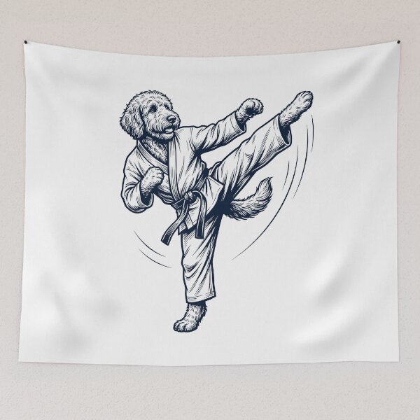 Item preview, Vintage Goldendoodle Doing Karate Martial Art Dog Lover designed and sold by TerryConnells.