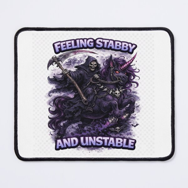 Item preview, Feeling Stabby and Unstable – Grim Reaper Unicorn Dark Humor Gothic Design designed and sold by InkedRebel.
