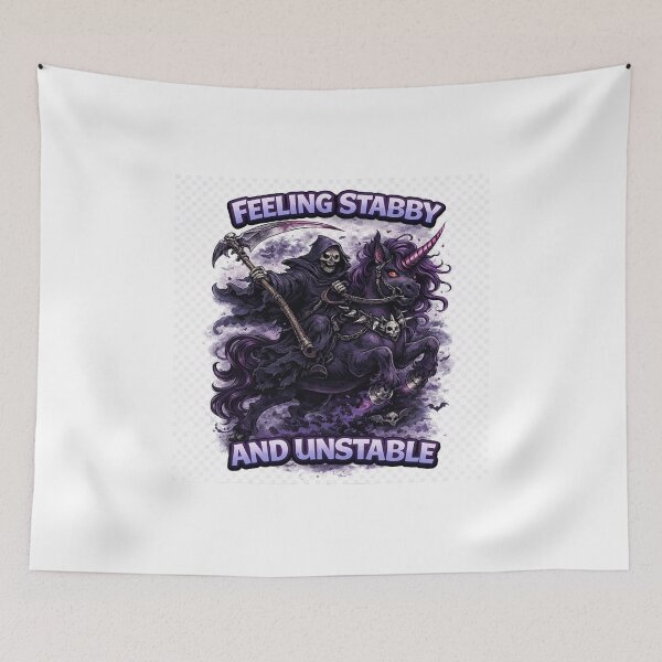 Item preview, Feeling Stabby and Unstable – Grim Reaper Unicorn Dark Humor Gothic Design designed and sold by InkedRebel.
