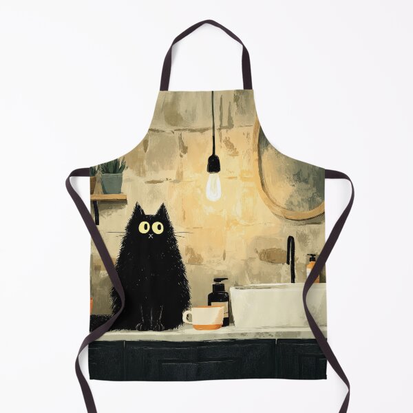 Item preview, Gato negro en el mostrador del baño – La vida secreta de los gatos designed and sold by Erika Kaisersot.