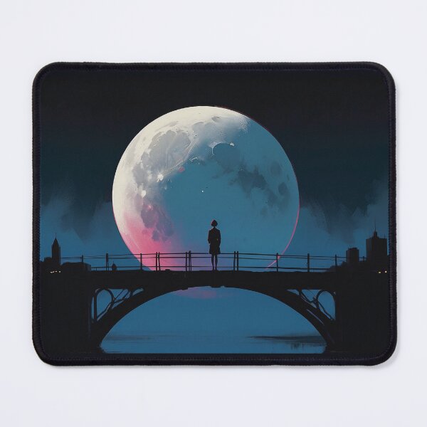 Item preview, Moon Beyond Silence – Lone Figure on the Bridge designed and sold by KiraChie.