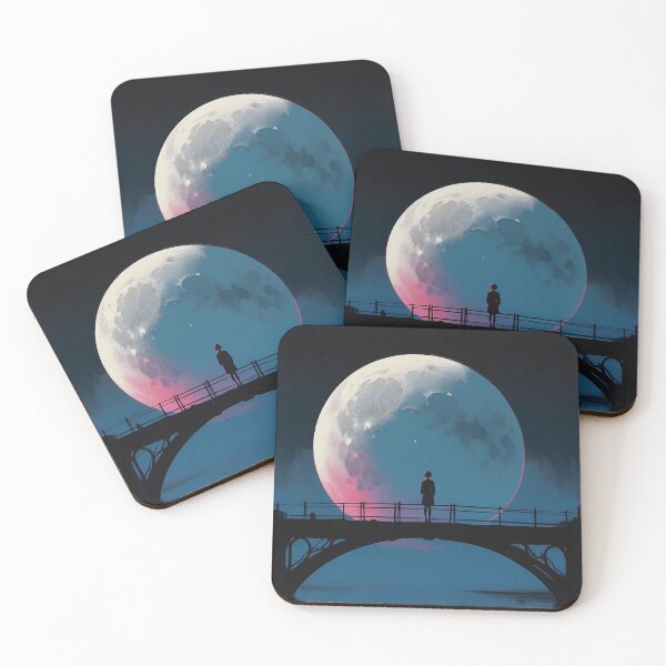 Item preview, Moon Beyond Silence – Lone Figure on the Bridge designed and sold by KiraChie.