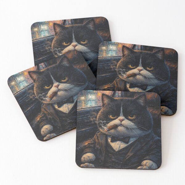 Item preview, Noir Mafia Cat Night Ride Portrait designed and sold by CataosMeow.