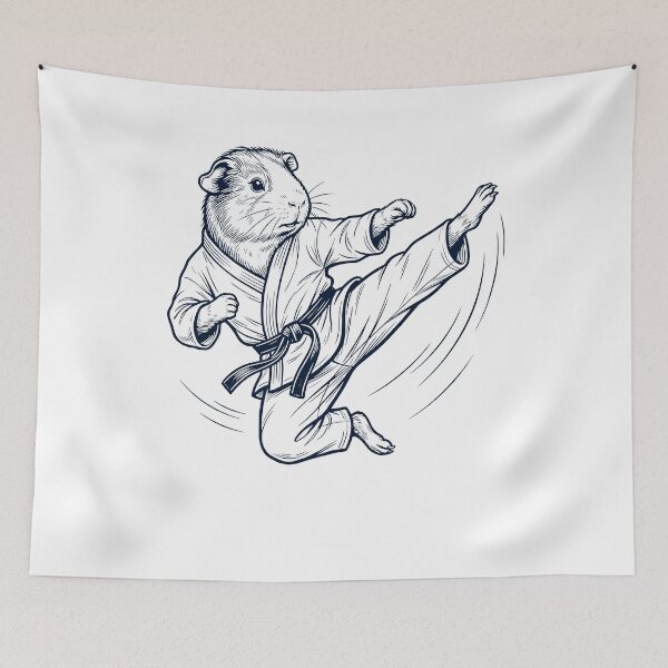 Item preview, Vintage Guinea Pig Doing Karate Martial Art Animal Lover designed and sold by TerryConnells.