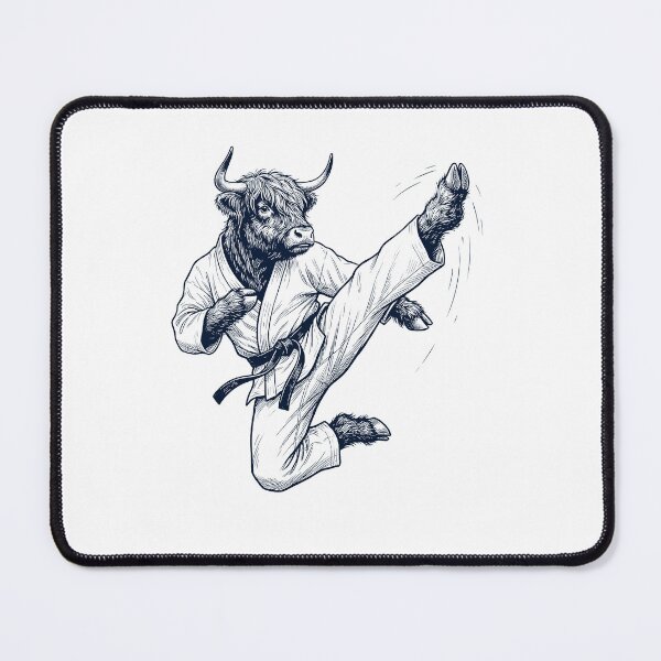 Item preview, Vintage Highland Cow Doing Karate Martial Art Animal Lover designed and sold by TerryConnells.