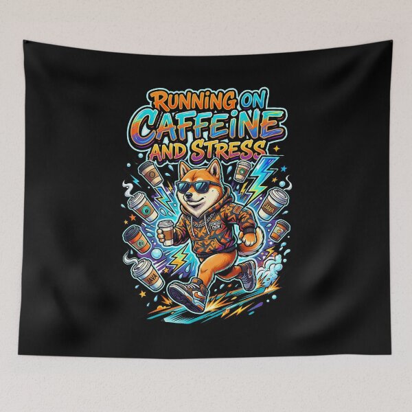 Item preview, Shiba Inu Running On Caffeine And Stress Street Design designed and sold by Tong4130.
