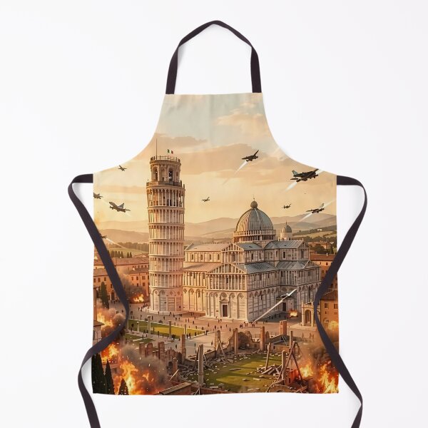 Item preview, Pisa Leaning Tower Beneath Burning Skies in Attacked Surreal Tuscany designed and sold by ArtaFutura.