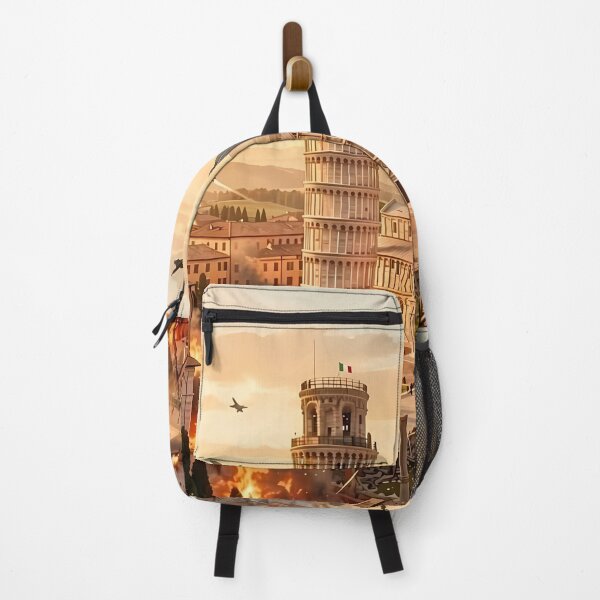 Item preview, Pisa Leaning Tower Beneath Burning Skies in Attacked Surreal Tuscany designed and sold by ArtaFutura.