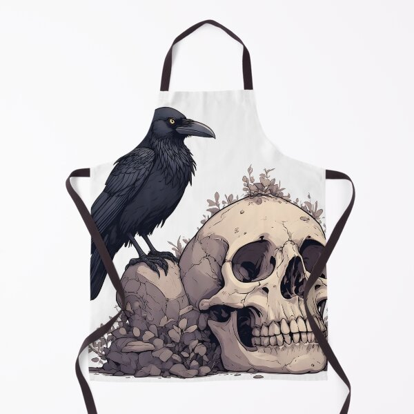 Item preview, Raven on Skull – Dark Gothic Memento Mori Illustration designed and sold by Karolina’s Cozy Creations.