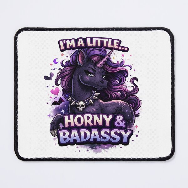 Item preview, I’m A Little Horny & Badassy – Funny Gothic Unicorn Dark Humor Design designed and sold by InkedRebel.