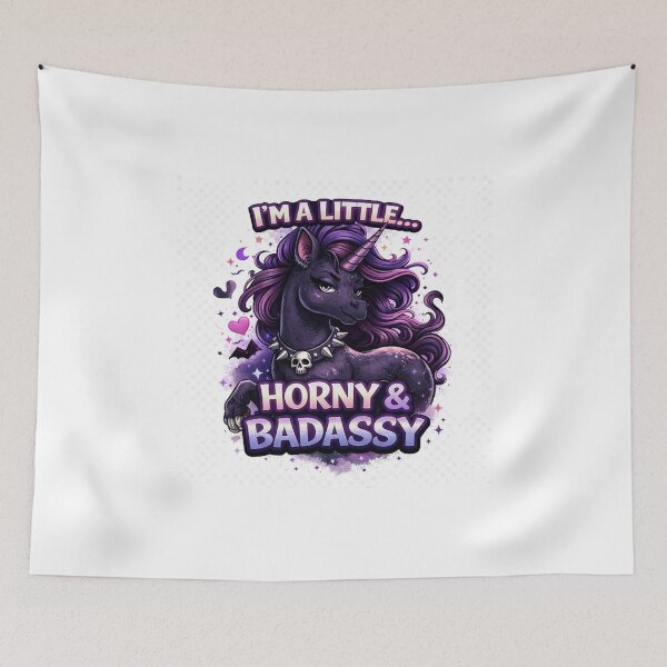 Item preview, I’m A Little Horny & Badassy – Funny Gothic Unicorn Dark Humor Design designed and sold by InkedRebel.