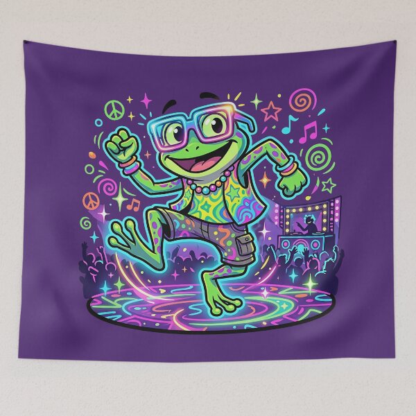 Item preview, Funky Party Frog – Neon Groove Vibes designed and sold by RH Design Lab.