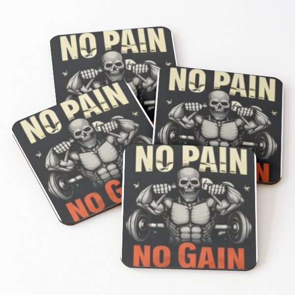 Item preview, No Pain No Gain Skull-Design Illustration designed and sold by The Crafted Spirits.