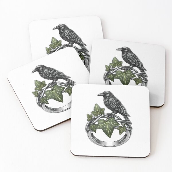 Item preview, Crow Silver Ring Ivy Crest designed and sold by pumsquare.