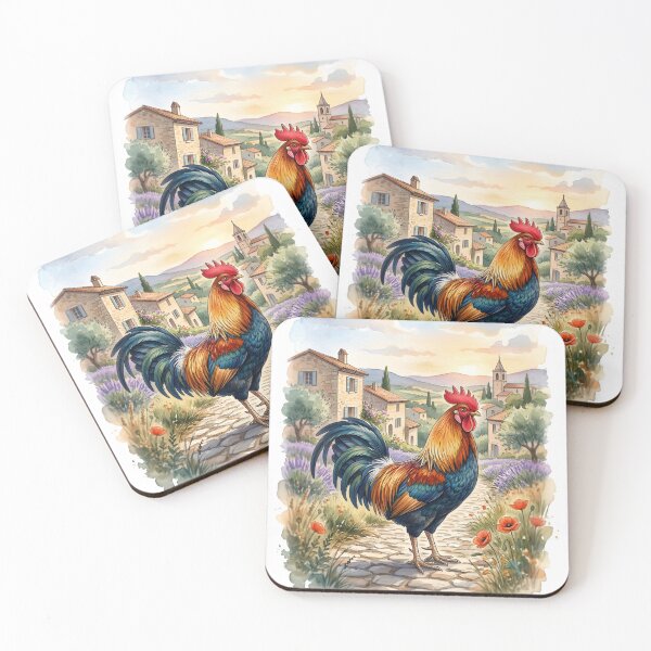 Item preview, Gallic Rooster Overlooking a Provencal Village designed and sold by RubisLeaf.